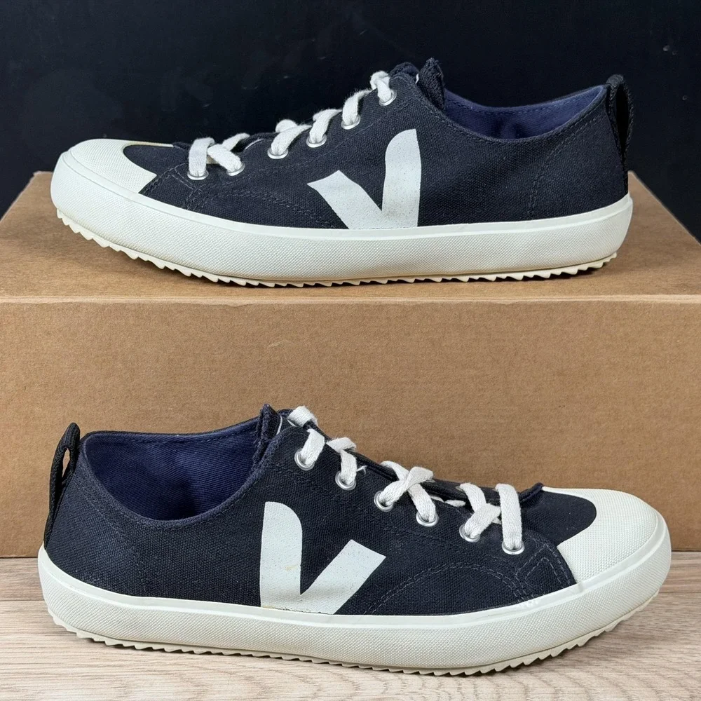 Veja Nova Shoes Womens Size 9 Black White Canvas Athletic Casual Sneakers Brazil